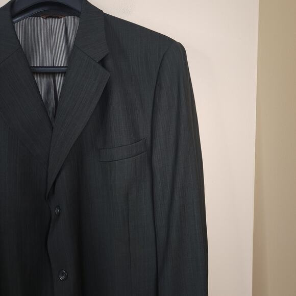 Caravelli Grey Pinstrip Three Button Wool Blend Blazer Size 48L - Picture 3 of 12